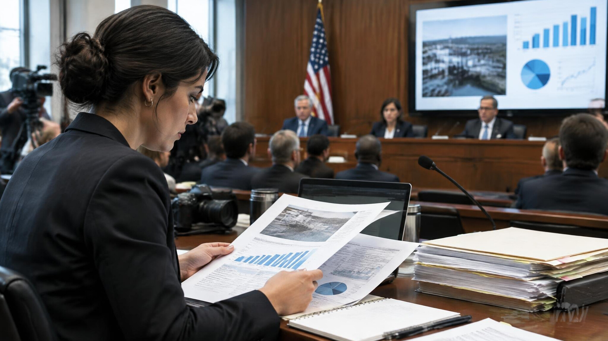 journalist reviewing documents