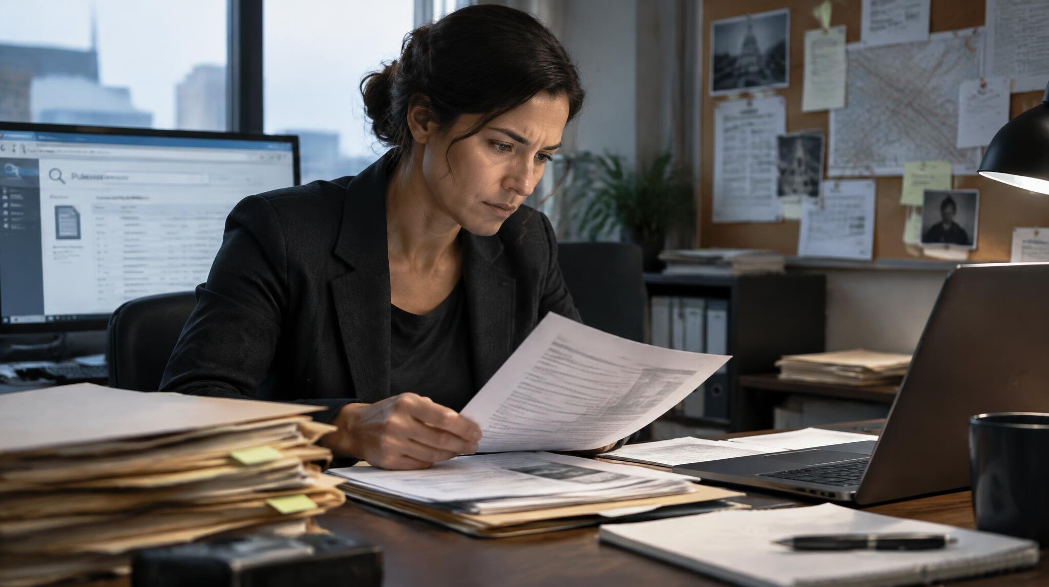 investigator reviewing documents